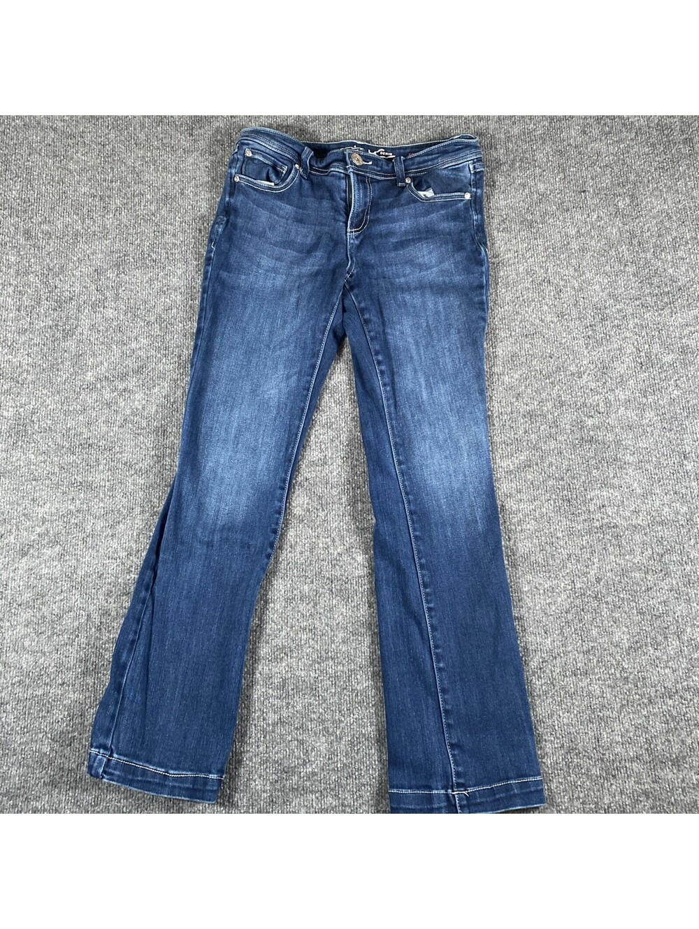 INC Jeans Women's Sz 4P Boot Leg Curvy Fit Blue Dark Wash Stitch Det. Normcore